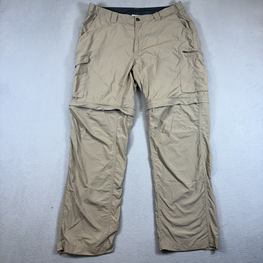 Columbia PFG Mens XL Convertible Cargo Pants Khaki Tan Fishing Hiking Zip Off
